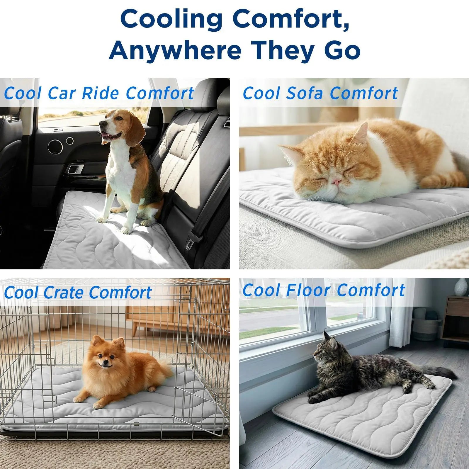 Furrybaby Dog Cooling Mat for Large Dogs, 30"X20" Self Cooling Pet Cooling Mat for Dogs & Cats, QMAX>0.5, Thickened Cool Fiber, Cooling Pad for Dog Bed, Durable Portable Indoor/Outdoor Summer,Blue