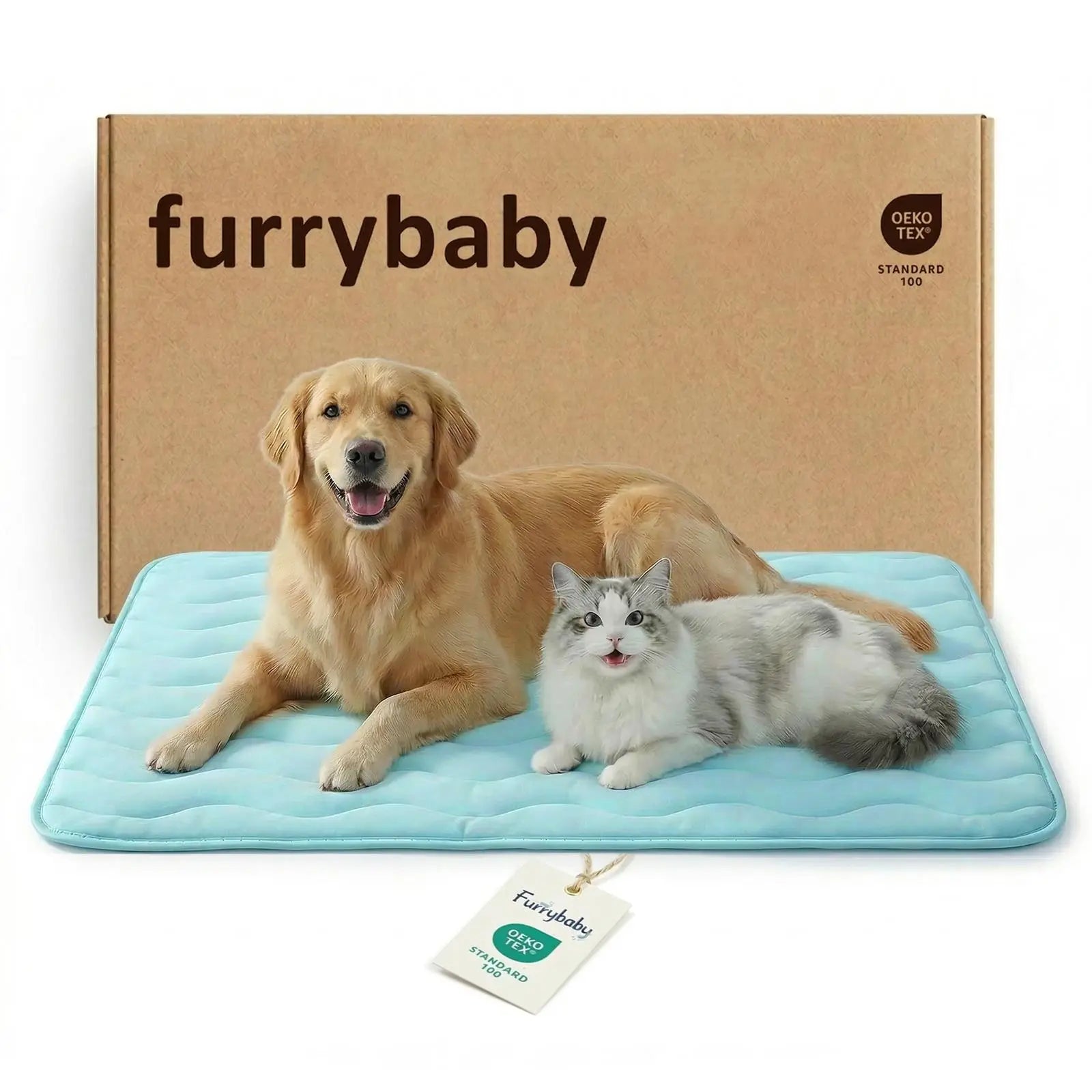 Furrybaby Dog Cooling Mat for Large Dogs, 30"X20" Self Cooling Pet Cooling Mat for Dogs & Cats, QMAX>0.5, Thickened Cool Fiber, Cooling Pad for Dog Bed, Durable Portable Indoor/Outdoor Summer,Blue