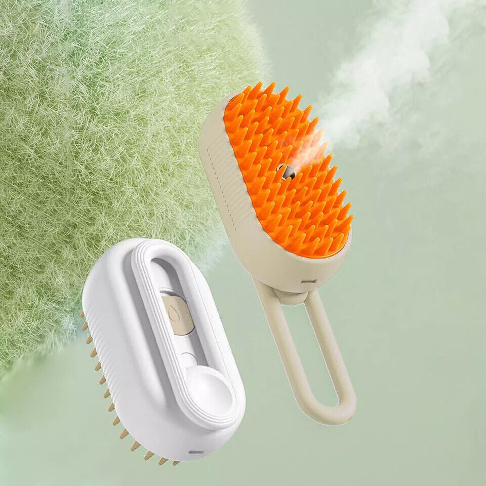 Cat Steam Brush Steamy Dog Brush 3 in 1 Electric Spray Massage Pet Grooming UK