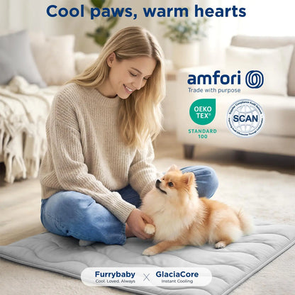 Furrybaby Dog Cooling Mat for Large Dogs, 30"X20" Self Cooling Pet Cooling Mat for Dogs & Cats, QMAX>0.5, Thickened Cool Fiber, Cooling Pad for Dog Bed, Durable Portable Indoor/Outdoor Summer,Blue