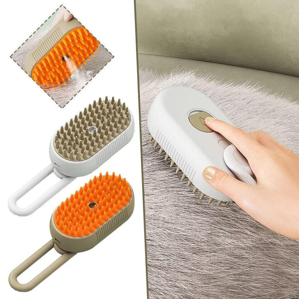 Cat Steam Brush Steamy Dog Brush 3 in 1 Electric Spray Massage Pet Grooming UK