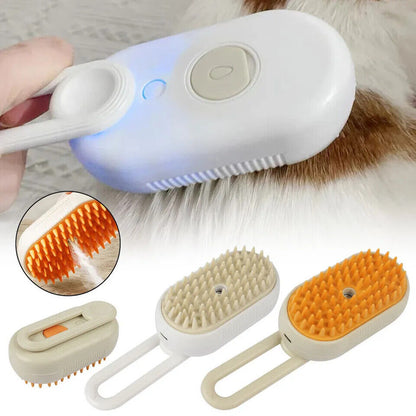 Cat Steam Brush Steamy Dog Brush 3 in 1 Electric Spray Massage Pet Grooming UK