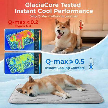 Furrybaby Dog Cooling Mat for Large Dogs, 30"X20" Self Cooling Pet Cooling Mat for Dogs & Cats, QMAX>0.5, Thickened Cool Fiber, Cooling Pad for Dog Bed, Durable Portable Indoor/Outdoor Summer,Blue