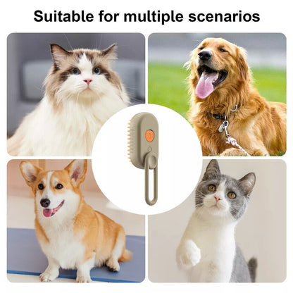 Cat Steam Brush Steamy Dog Brush 3 in 1 Electric Spray Massage Pet Grooming UK