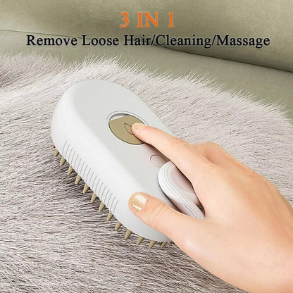 Cat Steam Brush Steamy Dog Brush 3 in 1 Electric Spray Massage Pet Grooming UK