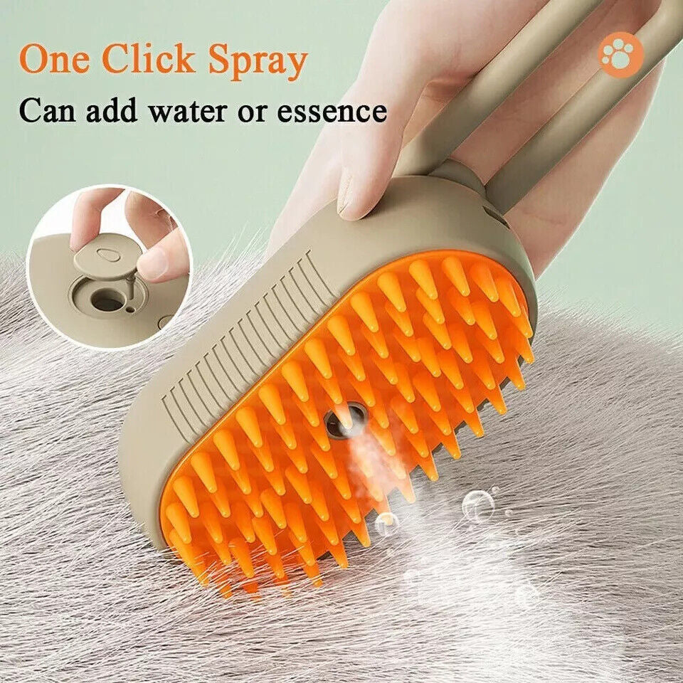 Cat Steam Brush Steamy Dog Brush 3 in 1 Electric Spray Massage Pet Grooming UK